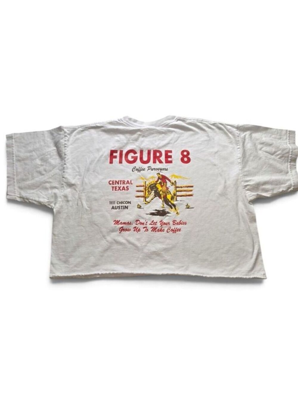 Figure 8 Coffee Austin Texas Cowboy Graphic Cropped T Shirt USA XL 90s Style